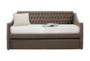 Luxe Brown Twin Upholstered Daybed With Trundle - Front