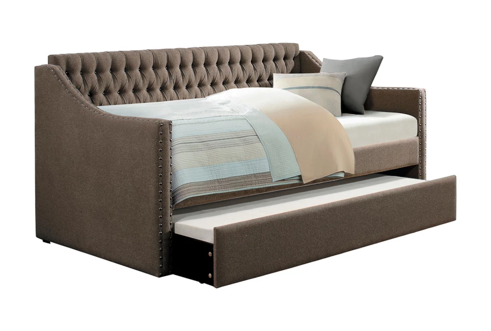 Luxe Brown Twin Upholstered Daybed With Trundle | Living Spaces