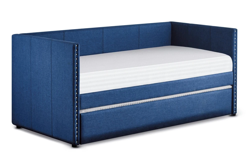 Tulney Blue Twin Upholstered Daybed With Trundle