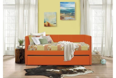 Tulney Orange Twin Upholstered Daybed With Trundle