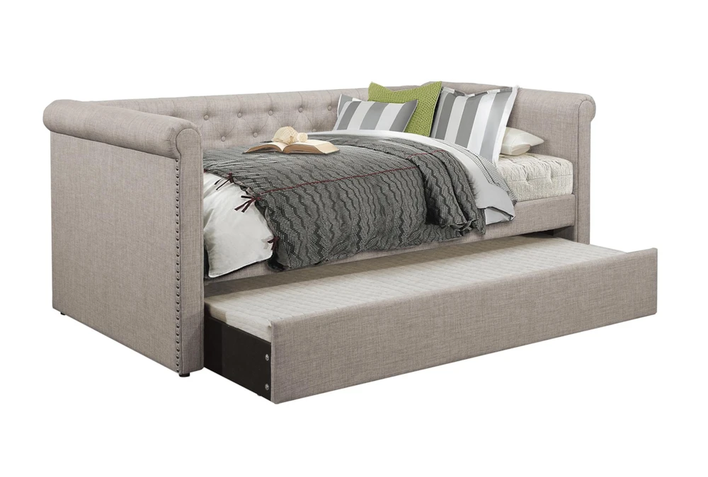 Callie Grey Twin Upholstered Daybed With Trundle
