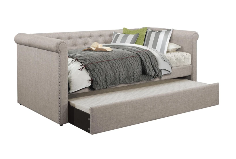 Callie Grey Twin Upholstered Daybed With Trundle - 360