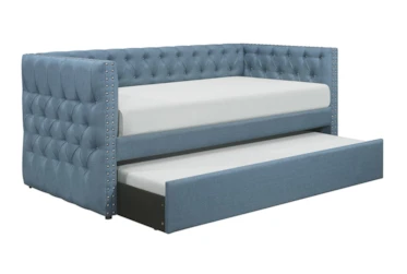Sutton Light Blue Twin Upholstered Daybed With Trundle