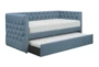 Sutton Light Blue Twin Upholstered Daybed With Trundle - Signature