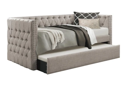 Sutton Light Grey Twin Upholstered Daybed With Trundle