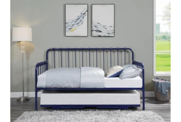 Adalie Navy Twin Metal Daybed With Lift-Up Trundle