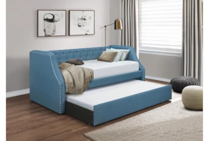 Adalie Blue Twin Upholstered Daybed With Trundle - Room
