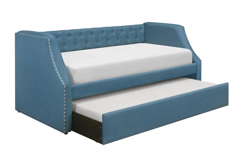 Adalie Blue Twin Upholstered Daybed With Trundle - 360