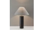 26 Inch Black Wood Cylinder Table Lamp With Gray Empire Shade - Detail
