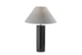 26 Inch Black Wood Cylinder Table Lamp With Gray Empire Shade - Signature