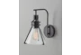 12 Inch Seeded Glass + Black Metal Industrial Wall Sconce Lamp - Detail