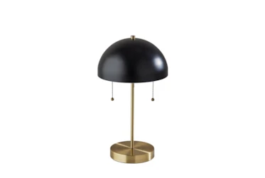 18 Inch Black Metal + Brass Mushroom Table Lamp