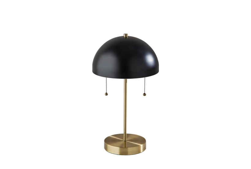 18 Inch Black Metal + Brass Mushroom Table Lamp - 360