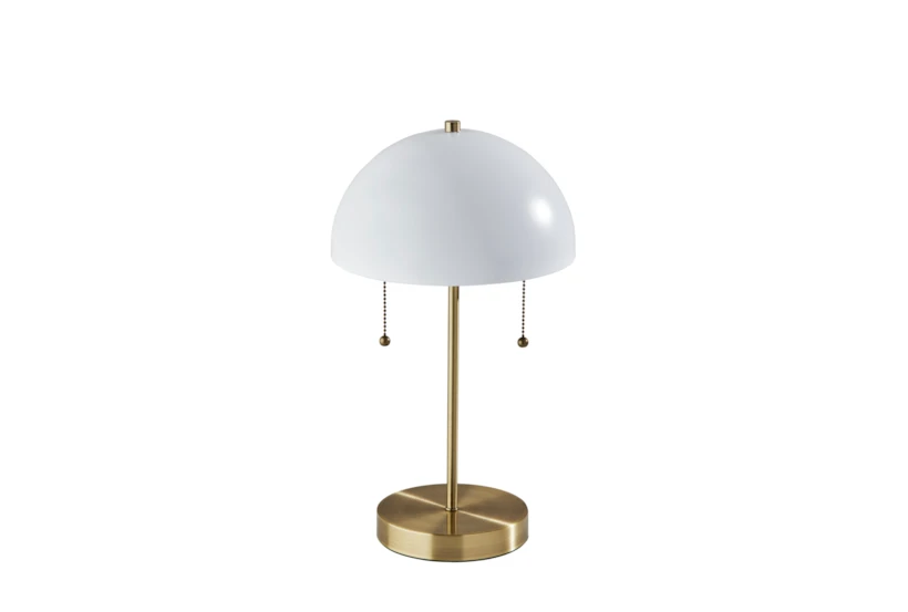 18 Inch White Metal + Brass Mushroom Table Lamp - 360
