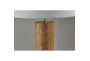 26 Inch Natural Wood Cylinder Table Lamp With Ivory Shade - Detail