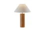 26 Inch Natural Wood Cylinder Table Lamp With Ivory Shade - Signature