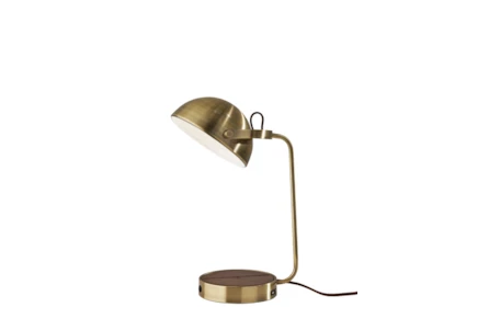18 Inch Antique Brass  Swivel Dome Desk Table Lamp With Wireless Charge +Usb