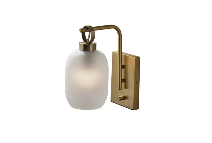 12 Inch Frosted Glass + Antique Brass Wall Sconce Lamp - 360