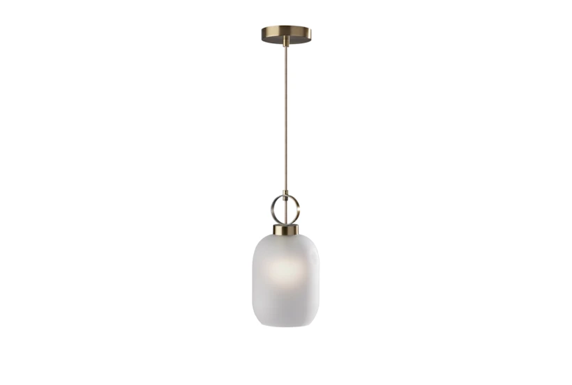 13 Inch Frosted Glass + Antique Brass Pendant Lamp - 360