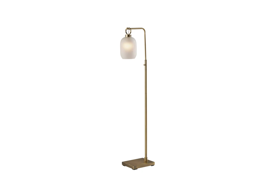 59 Inch Frosted Glass + Antique Brass Floor Lamp