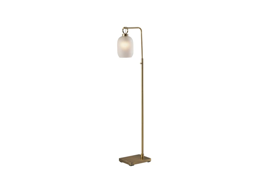 59 Inch Frosted Glass + Antique Brass Floor Lamp - 360