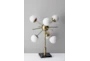 23" Antique Brass + White Glass 6 Light Sputnik Table Lamp - Detail