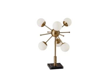 23 Inch Antique Brass Black Marble Sputnik Table Lamp