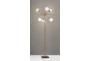 64" Antique Brass + White Glass 6 Light Sputnik Floor Lamp - Detail