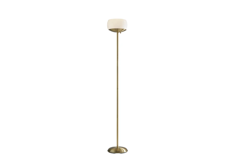 71 Inch Antique Brass + Frosted Glass Torchiere Floor Lamp
