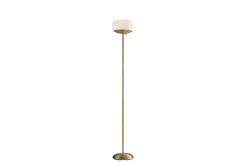 71 Inch Antique Brass + Frosted Glass Torchiere Floor Lamp - 360