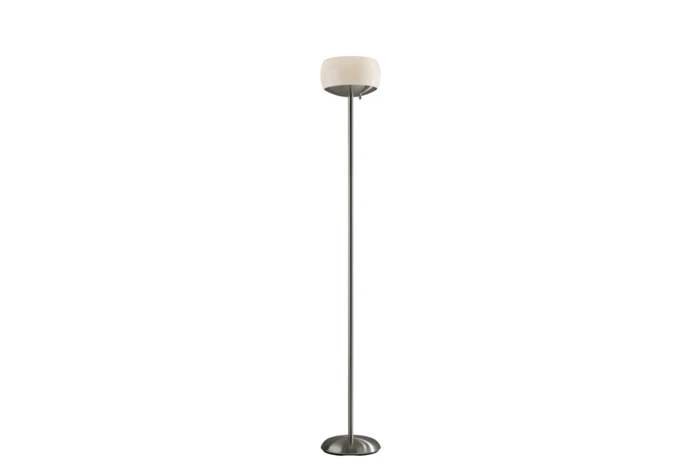 71 Inch Silver Steel + Frosted Glass Torchiere Floor Lamp