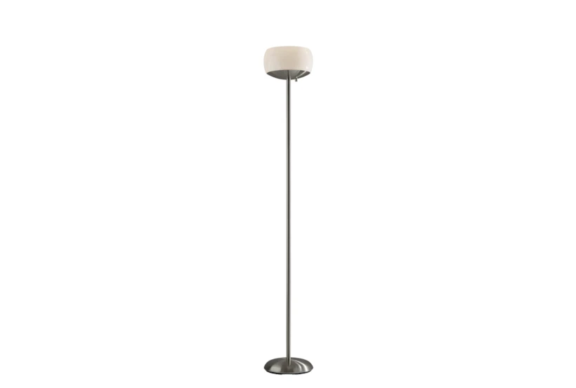 71 Inch Silver Steel + Frosted Glass Torchiere Floor Lamp - 360
