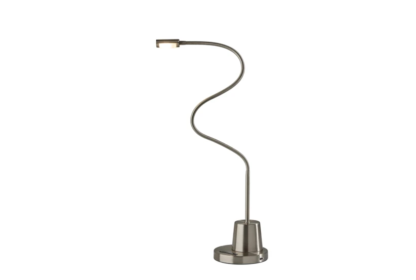 38 Inch Silver Steel Led Gooseneck Eternity Desk Table Lamp - 360