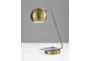 20 Inch Antique Brass Orb Desk Table Lamp With Wireless Charge + Usb - Detail