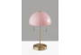 18 Inch Pink Metal + Brass Mushroom Table Lamp - Detail