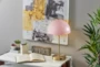 18 Inch Pink Metal + Brass Mushroom Table Lamp - Room