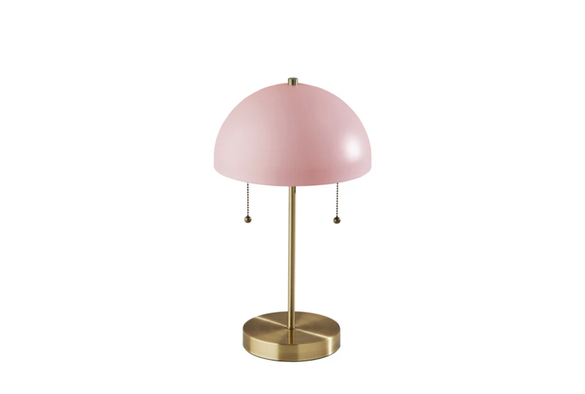 18 Inch Pink Metal + Brass Mushroom Table Lamp - 360