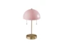 18 Inch Pink Metal + Brass Mushroom Table Lamp - Signature