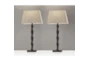 27 Inch Bronze Bamboo Style Stick Table Lamps - Set Of 2 - Detail