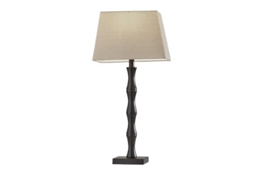 27 Inch Bronze Bamboo Style Stick Table Lamps - Set Of 2