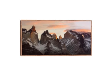 49X25 Snowcapped Paine Massif In Patagonia With Taupe Frame By Drew & Jonathan For Living Spaces
