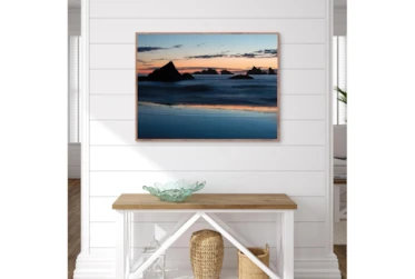 41X31 Rock Formations Along Cannon Beach At Sunset With Taupe Frame By Drew & Jonathan For Living Spaces