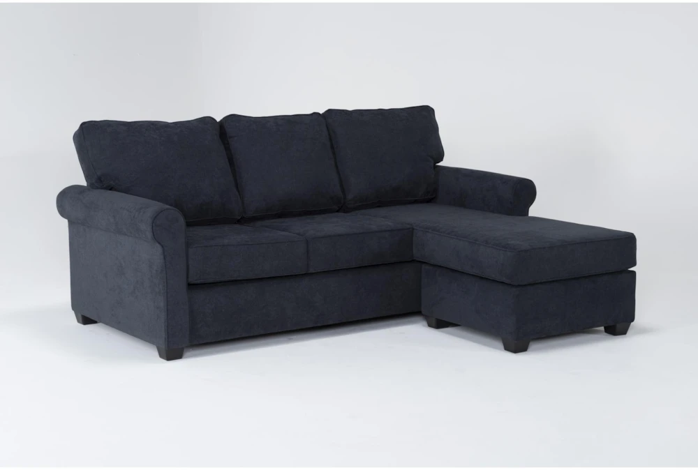 Athos Midnight Blue 86" Queen Sleeper Sofa with Reversible Chaise