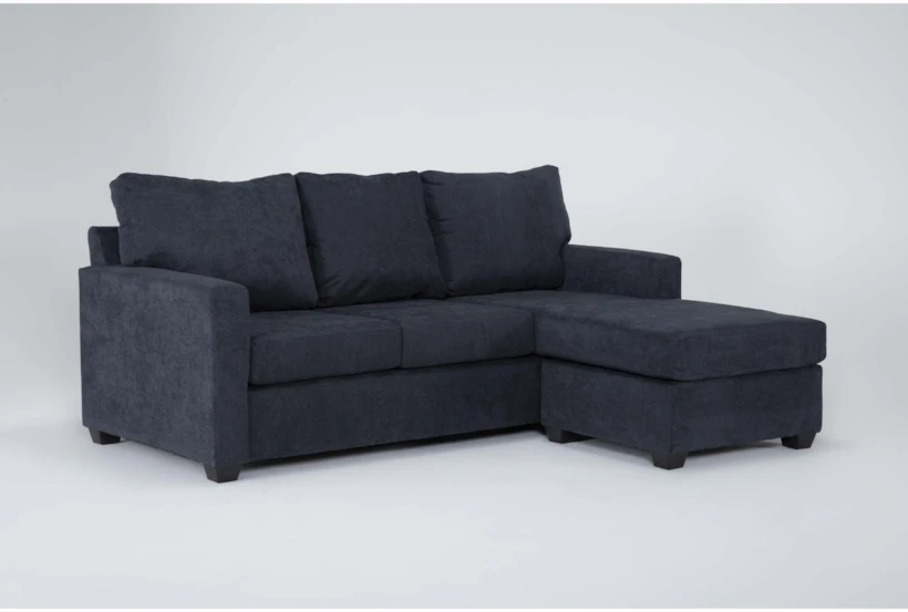 Aramis Midnight Blue 83" Sofa with Reversible Chaise - 360