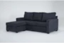 Aramis Midnight Blue 83" Queen Sleeper Sofa with Reversible Chaise - Side