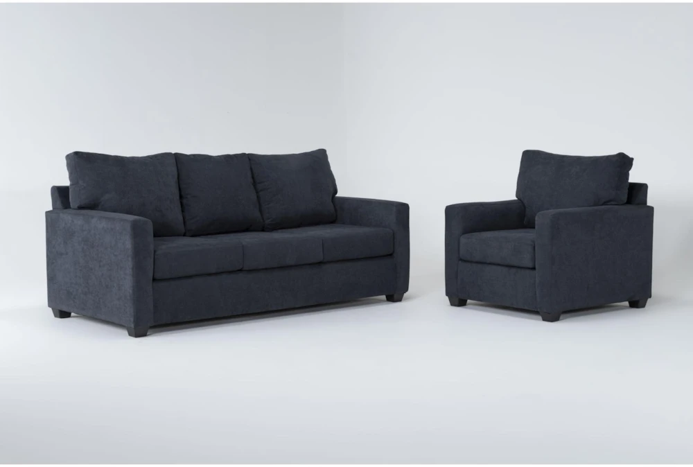 Aramis Midnight Blue 2 Piece Queen Sleeper Sofa & Chair Set