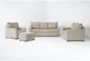 Aramis Cream 4 Piece Queen Sleeper Sofa, Loveseat, Chair & Storage Ottoman Set - Signature
