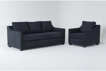 Porthos Midnight 2 Piece Living Room Set With Queen Sleeper Sofa + Chair