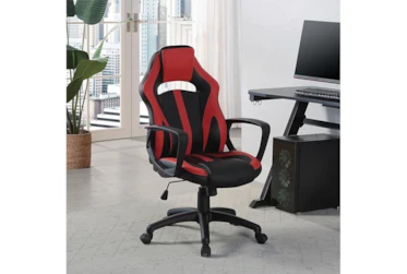 Zyair Black & Red Faux Leather Gaming Chair