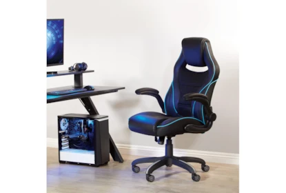 Amir Blue Faux Gaming Chair | Living Spaces